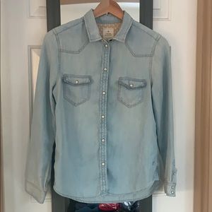 Button Down Jean Shirt Vintage Boyfriend Denim